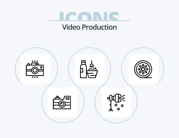 Ligne Production Vidéo Icon Pack Icon Design Film Caméra Haut — Image vectorielle
