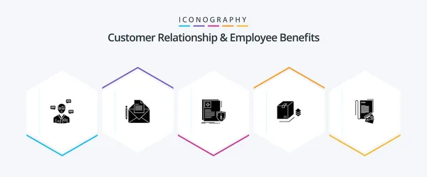 Customer Relationship Employee Benefits Glyph Icon Pack Including Bundle Surprize — ストックベクタ