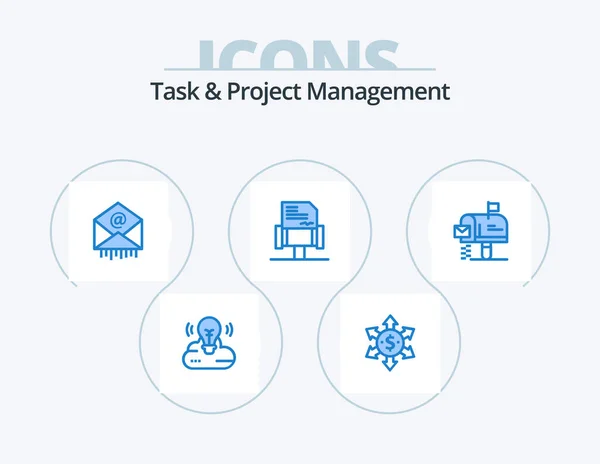 Task Project Management Blue Icon Pack Icon Design Message Mail — Stockový vektor