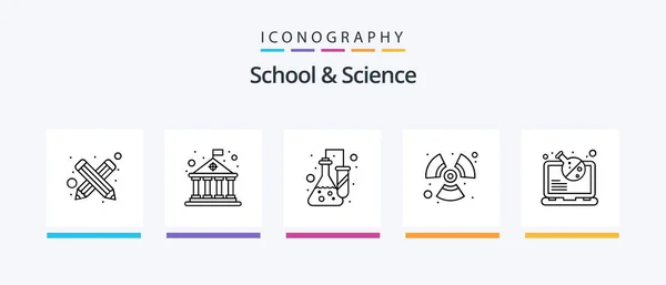 School Science Line Icon Pack Including Notebook Task Estate Pin — Stock Vector