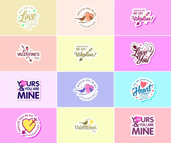 Love Details Valentine Day Typography Graphics Stickers — Διανυσματικό Αρχείο