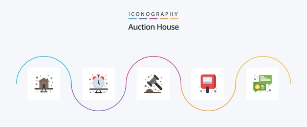 Auction Flat Icon Pack Including Trade Label Auction Compete Auction — Stock vektor