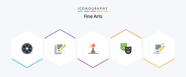 Fine Arts Flat Icon Pack Including Arts Paint Flower Pot — Stock Vector