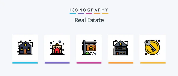 Real Estate Line Filled Icon Pack Including House Hand House — Stockvektor