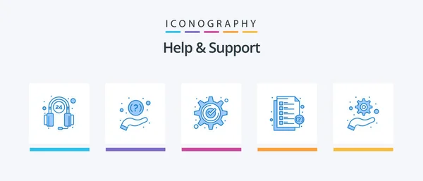 Help Support Blue Icon Pack Including Support Help Accept Headphones — Archivo Imágenes Vectoriales