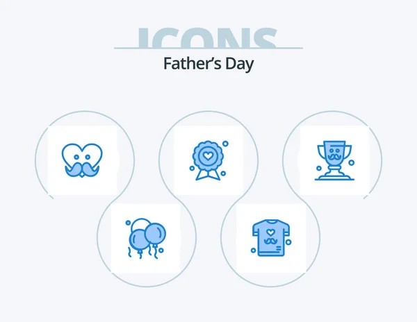 Fathers Day Blue Icon Pack Icon Design Cup Fathers Day — Stockvektor