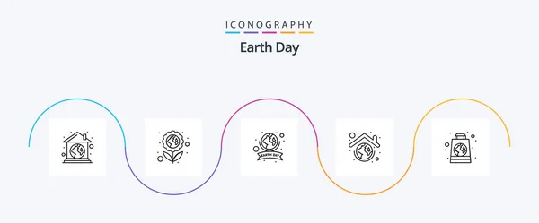 Earth Day Line Icon Pack Including Bag Green Earth Globe — ストックベクタ
