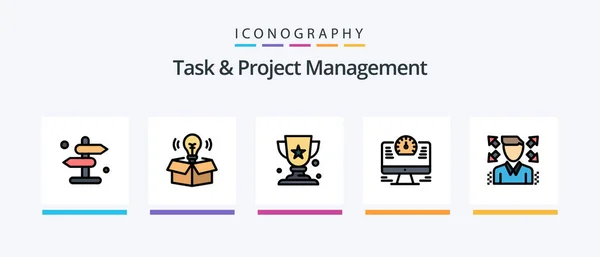 Task Project Management Line Filled Icon Pack Including Businessman Speaker — Stock Vector