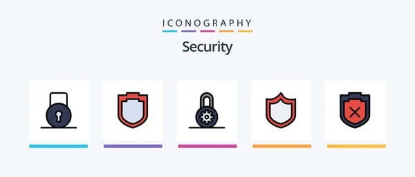 Línea Seguridad Llena Paquete Iconos Incluido Protección Protección Diseño Iconos — Archivo Imágenes Vectoriales