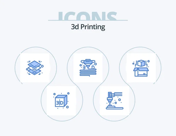 Printing Blue Icon Pack Icon Design Box Printer Height Plastic — 图库矢量图片