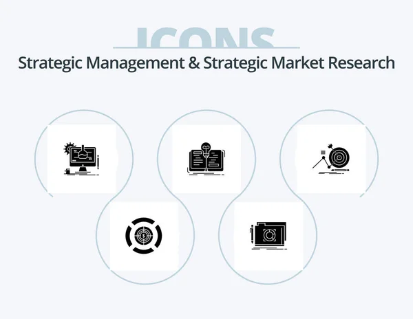 Gestão Estratégica Pesquisa Estratégica Mercado Glyph Icon Pack Icon Design — Vetor de Stock
