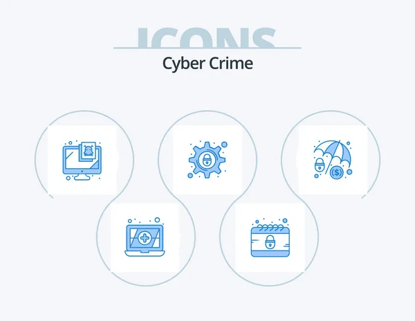 Cyber Crime Blue Icon Pack Icon Design Dollar Protection Security — Vetor de Stock