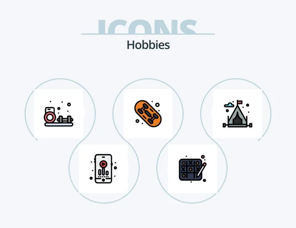Hobbies Line Filled Icon Pack Icon Design Game Hobbies Book — Wektor stockowy