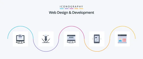 Web Design Vývoj Flat Icon Pack Včetně Designu Uživatel Inzerát — Stockový vektor