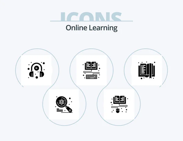 Online Learning Glyph Icon Pack Icon Design Book Education Online — 图库矢量图片