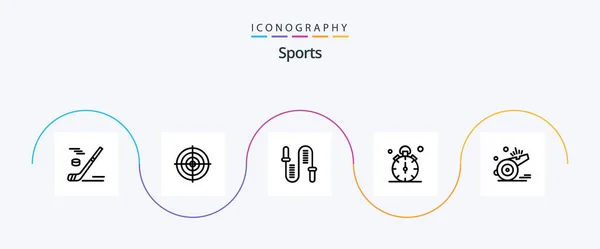 Sports Line Icon Pack Incluido Trimestre Mira Círculo Deporte Acondicionamiento — Archivo Imágenes Vectoriales