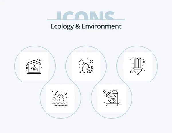 Ecology Environment Line Icon Pack Icon Design Energy Nature Green — Archivo Imágenes Vectoriales
