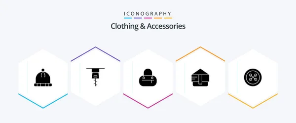 Clothing Accessories Glyph Icon Pack Including Fashion Fastener — Stockvektor
