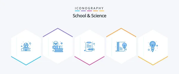 School Science Blue Icon Pack Including Creative Writing Article Writing — Archivo Imágenes Vectoriales