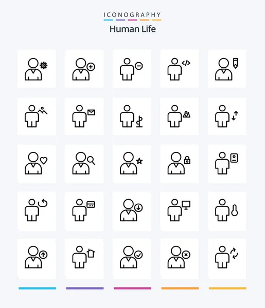 Creative Human Outline Icoon Pack Zoals Profiel Opmaak Het Lichaam — Stockvector