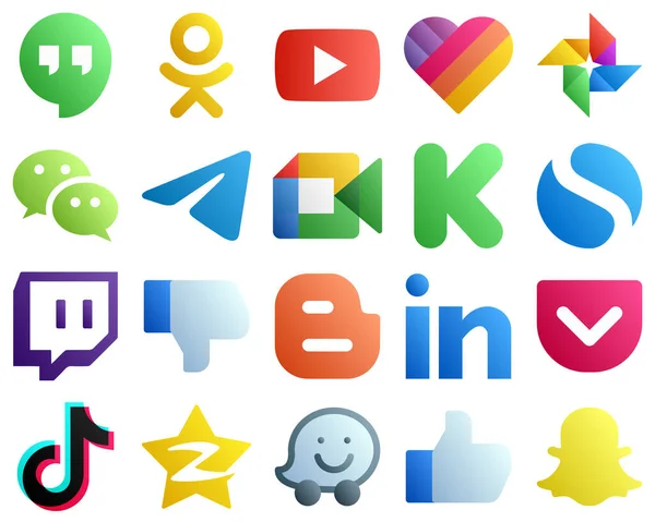 Gradient Social Media Brand Icons Twitch Funding Telegram Kickstarter Video — Stock Vector