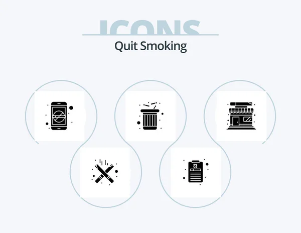 Cessez Fumer Glyph Icon Pack Icon Design Magasin Cigarettes Arrête — Image vectorielle