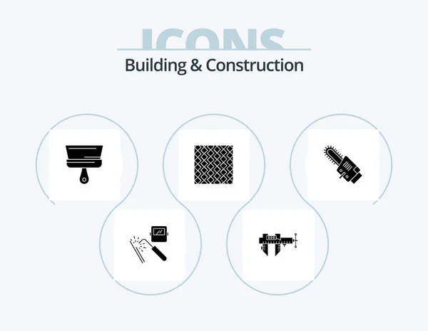 Bâtiment Construction Glyph Icône Pack Icône Design Carrée Par Terre — Image vectorielle
