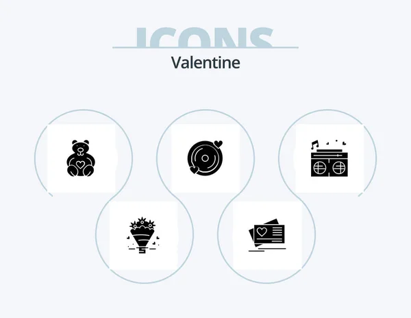 Valentine Glyph Icon Pack Icon Design Love Love Card Day — Stockový vektor