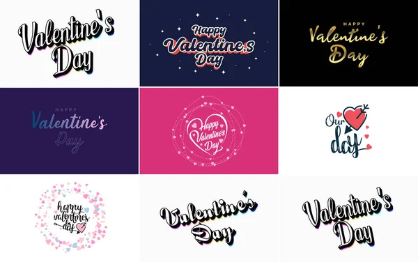 Happy Valentine Day Greeting Card Template Cute Animal Theme Pink — Archivo Imágenes Vectoriales
