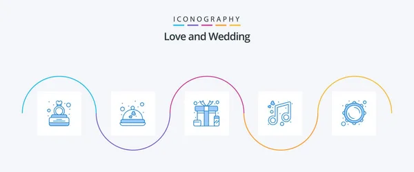 Wedding Blue Icon Pack Including Music Celebrate Wedding Party Surprise — Wektor stockowy