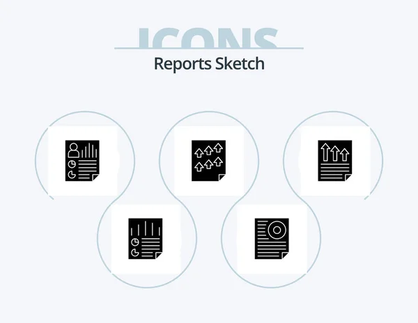 Reports Sketch Glyph Icon Pack Icon Design Document Arrows Page — Stock vektor