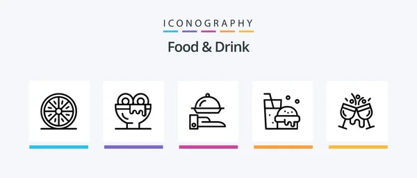 Food Drink Line Icon Pack Including Cocktail Cafe Veg Kitchen — Vetor de Stock
