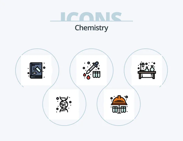 Chemistry Line Filled Icon Pack Icon Design Fan Year Drum — Vector de stock