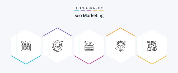 Seo Marketing Line Icon Pack Including Chat Seo Point Idea — ストックベクタ