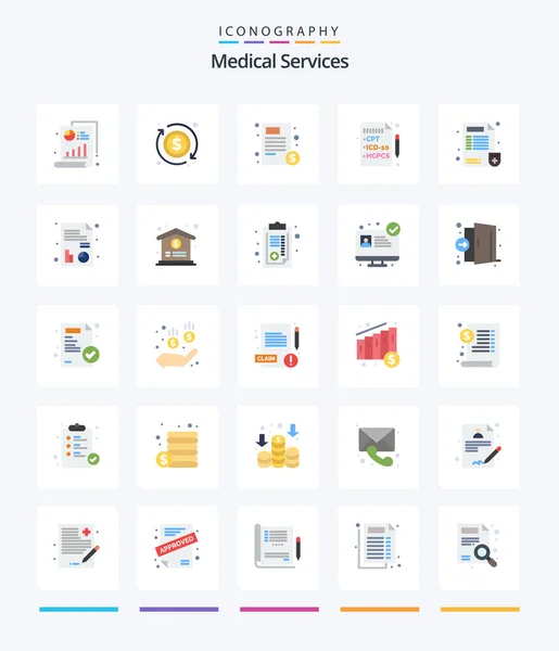 Creative Medical Services Flat Icon Pack Medical Doctor File Medical — Stockvektor