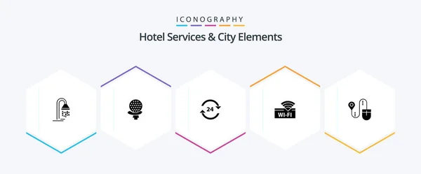 Hotel Services City Elements Glyph Icon Pack Including Device Wifi — Image vectorielle