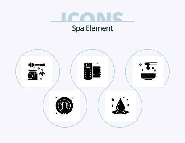Spa Element Glyph Icon Pack Icon Design Beleza Rolar Água — Vetor de Stock