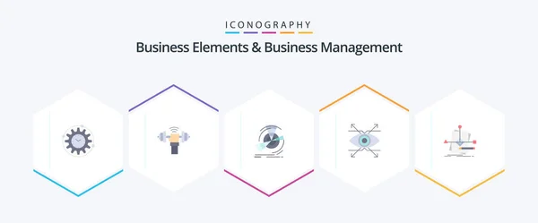Business Elements Business Managment Flat Icon Pack Including Look Obchod — Stockový vektor