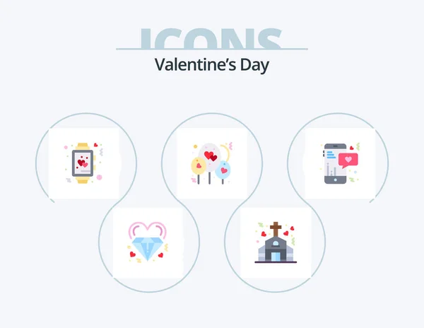 День Святого Валентина Flat Icon Pack Icon Design Любовь Сердце — стоковый вектор