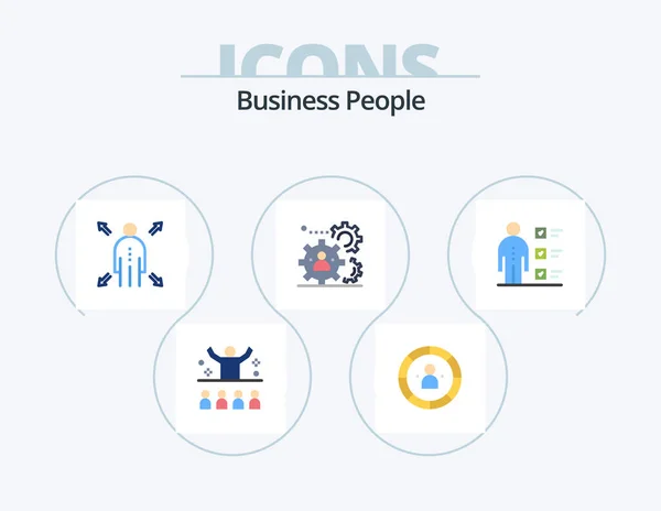 Business People Flat Icon Pack Icon Design Teamwork Production Management — Vector de stock