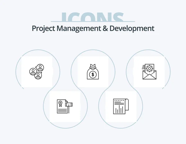 Project Management Development Line Icon Pack Icon Design Goal Target — Stock Vector