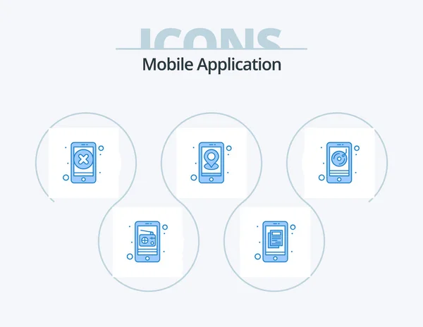 Mobile Anwendung Blue Icon Pack Icon Design Ausstrahlung Navigation Schließen — Stockvektor