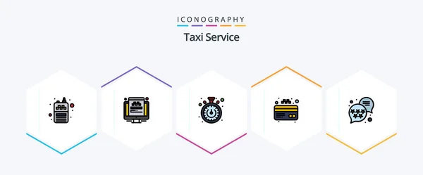 Taxi Service Filledline Icon Pack Including Rank Stopwatch Premium Card — Stock Vector