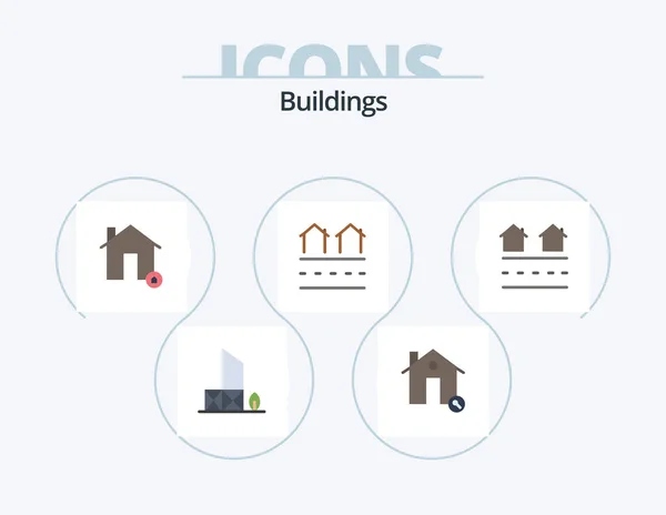 Edifícios Flat Icon Pack Icon Design Habitação Propriedade Casa Sério — Vetor de Stock