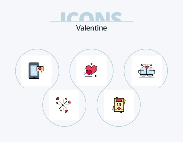 Jalur Valentine Mengisi Ikon Rancangan Ikon Pasangan Hari Rose Valentine - Stok Vektor
