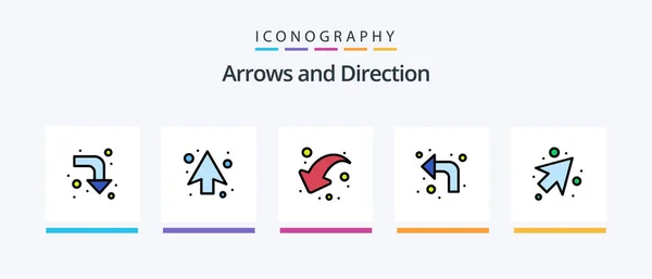 Arrow Line Filled Icon Pack Including Full Back Left Creative — Stockvektor