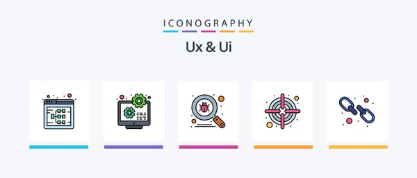 Line Filled Icon Pack Including User Interface Design Wireframe Sliders — Wektor stockowy