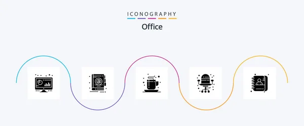 Office Glyph Icon Pack Including Data Applicant Coffee Seat Chair — ストックベクタ