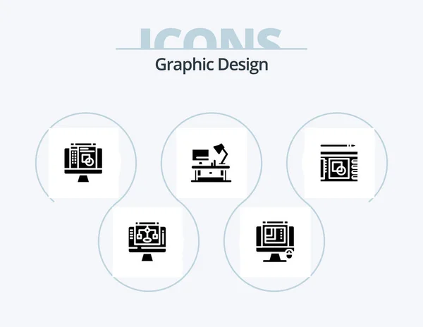 Grafisch Ontwerp Glyph Icon Pack Icon Design Kantoortafel Tafellamp Web — Stockvector