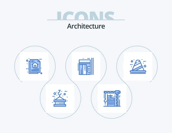 Architecture Blue Icon Pack Icon Design Lift Elevator Interior Program — Stockový vektor
